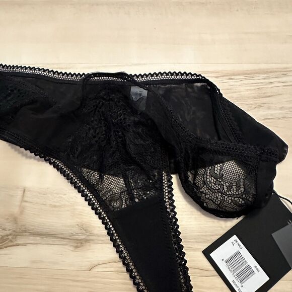 Thistle and Spire Sidney Keyhole Velvet Lace Thong Black Size XL 381615 NWT - Picture 4 of 7